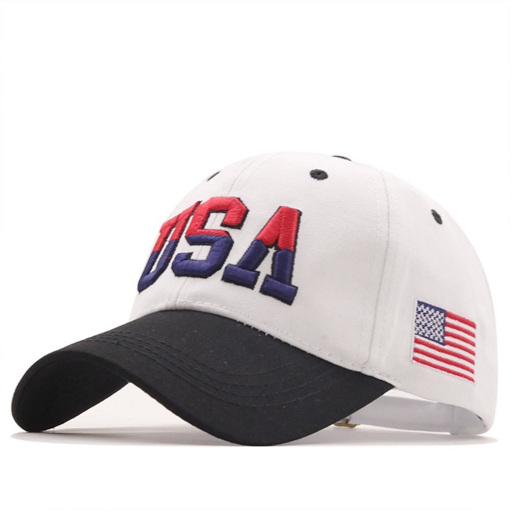🇺🇸USA Red White & Blue Embroidered Letters & American Flag Hat!